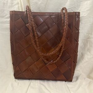 Bembien Brown Woven Leather Tote Bag